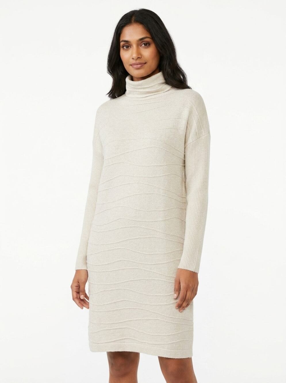 Esqualo Wool Blend Angora Blend Turtleneck Knit Sweater Dress Women Size S
